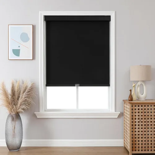 Vista 46 de Joydeco Persianas enrollables 100% opacas sin cordones para ventanas, persianas de parada libre, protección UV, persianas de tejido natural