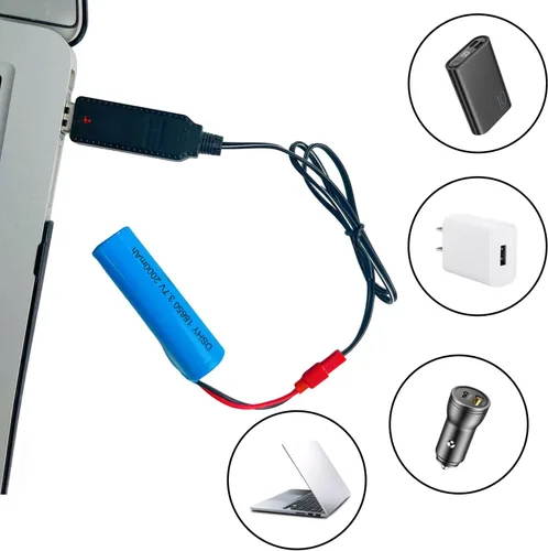 Vista 6 de Cable de carga USB de 3.7 V con enchufe JST de 2 pines compatible con automóvil RC, avión, tanque, barco y otros juguetes de control remoto