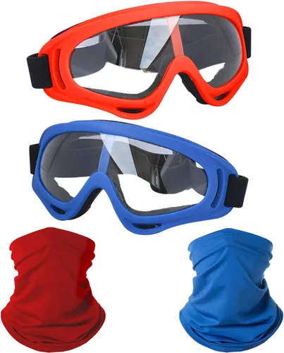 Vista 9 de LJDJ Motorcycle Goggles 2 Pack Dirt Bike with Neck Breathable Bandana Mask