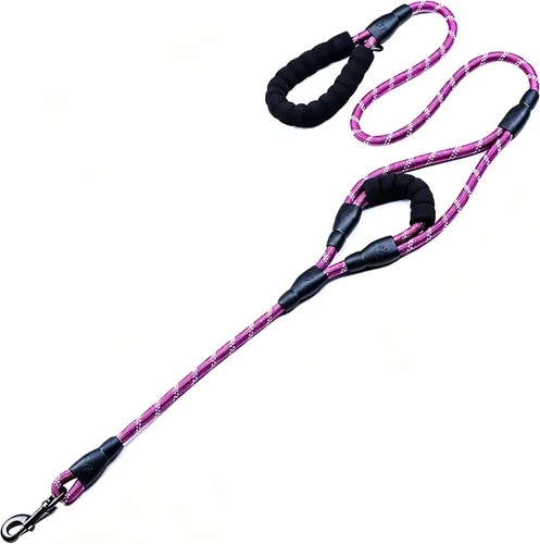 Vista 11 de Love Dream Correa para perro de 5 pies de largo con 2 cómodas asas acolchadas, hilos reflectantes con doble asa para control de seguridad, correa