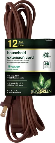 Vista 21 de Go Green Power Inc. Cable de extensión para el hogar de 16/2 de 6 pies con 3 tomas, color marrón, discreto, sin torceduras, cubiertas de seguridad