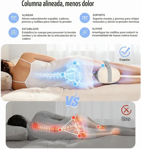 Vista 5 de YFONG Almohada de rodilla para dormir de lado, almohada de espuma viscoelástica, color gris