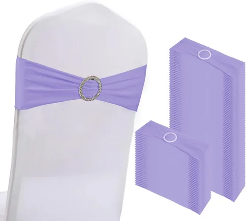 Vista 9 de WJWHQ 100 piezas de cintas elásticas de elastano con lazos para sillas, bandas de cubierta de silla con hebilla deslizante para eventos de boda