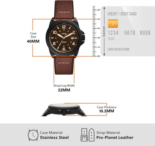Vista 5 de Fossil Bronson Reloj casual de cuarzo para hombre con correa de acero inoxidable o cuero, Reloj cronógrafo Bronson