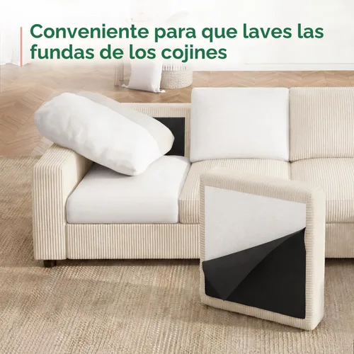 Vista 7 de HONBAY Sofá modular de pana con almacenamiento en forma de L para sala de estar, sofá seccional de 6 plazas, color beige