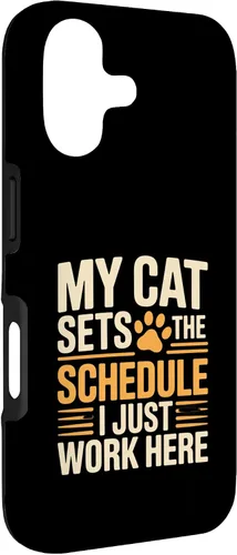 Vista 3 de My Cat Sets The Schedule Cat Humor Case for iPhone 17