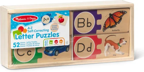 Vista 9 de Melissa & Doug Rompecabezas de madera del alfabeto autocorregido con caja de almacenamiento (52 piezas) rompecabezas ABC, rompecabezas del alfabeto