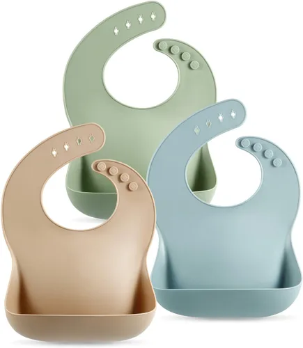 Vista 9 de PandaEar Set of 3 Silicone Baby Bibs Waterproof, Soft, Unisex, 10-72 Months
