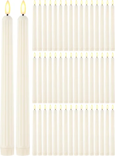 Vista 11 de Retisee 30 velas LED sin llama de 11 pulgadas, a granel, funciona con pilas, velas LED parpadeantes para decoración de San Valentín, cumpleaños