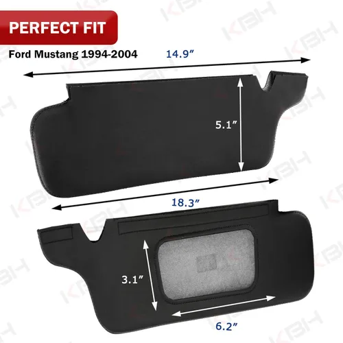 Vista 6 de KBH Funda para Visera de Sol para Ford Mustang 1994-2004, Forro de Cuero de Vinilo, Protector de Visera de Sol para Auto, Lado Izquierdo y Derecho