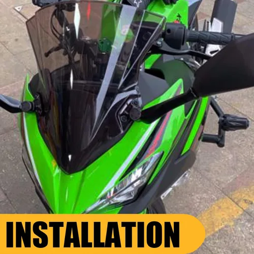 Vista 6 de Parabrisas scooter deflectores de viento doble burbuja compatible con Ninja 400 2018-2023