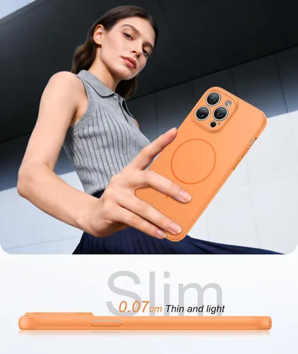 Vista 561 de FNTCASE Funda para iPhone 17 Pro: Fundas delgadas translúcidas de color azul claro compatibles con MagSafe, protección completa de la cámara