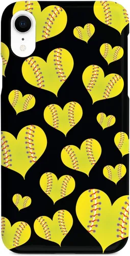 Vista 10 de Inspired Cases - Compatible con iPhone Xs Max - Funda protectora con textura 3D para Apple iPhone Xs Max - Patrón de corazón de sóftbol