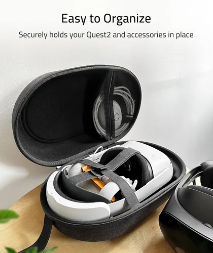 Vista 3 de Syntech Estuche rígido grande con cable de enlace de 16 pies16.4 ft compatible con OculusMeta Quest2