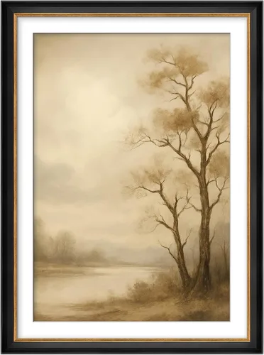 Vista 13 de MUDECOR Lienzo enmarcado prémium para pared, pinos nevados en bosque de invierno, ilustraciones modernas, arte contemporáneo, escénico, divertido