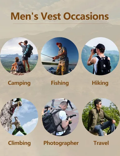 Vista 4 de Chaleco Flygo para hombre, para pesca, trabajo, safari, viaje de reportajes o para actividades al aire libre en verano, con bolsillos