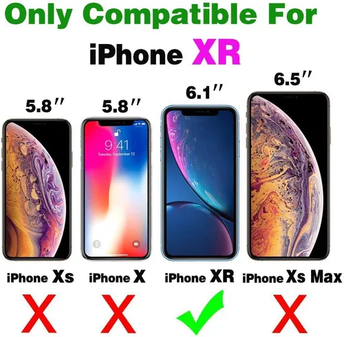 Vista 2 de Asuwish Funda de teléfono para iPhone XR 6.1 con protector de pantalla de vidrio templado y anillo de bloqueo RFID, tarjetero para celular iPhoneXR