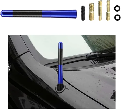 Vista 9 de Dickno Antena corta para automóvil, antena de radio de aluminio de 1.37 pulgadas, repuesto de mástil, antena de recepción de radio AM/FM automática
