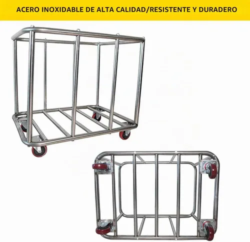 Vista 5 de Carrito de lavandería comercial grande de 11.35 Bushel con ruedas de 4 Beige - 11.35 Bushels - 8 Tubos
