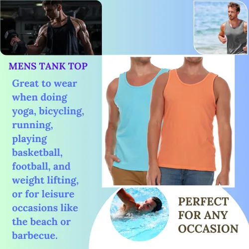 Vista 3 de Pure Essence Paquete de 2 camisetas sin mangas teñidas para hombre, camisetas casuales ideales para gimnasio, entrenamiento, correr, playa o uso