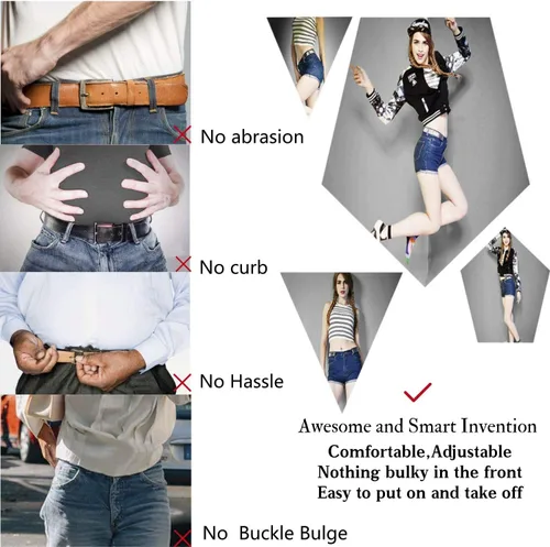 Vista 6 de Sin hebilla cinturón elástico para mujeres hombres cinturón de cintura de hasta 72 pulgadas para jeans