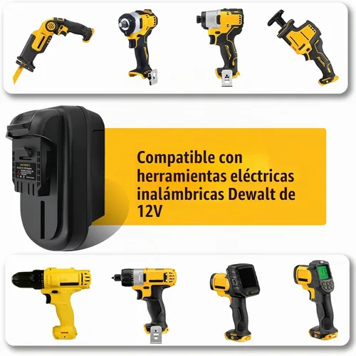 Vista 4 de para Dewalt 20V a 12V MAX Adaptador de batería, Convertir para batería Dew 20V a para Dewalt 12V DCB12V Herramientas de batería