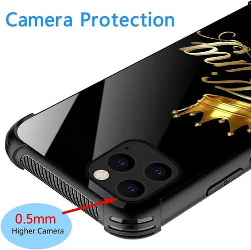 Vista 4 de DJSOK Funda para iPhone 13 Pro Max, diseño de patrón de lujo, a prueba de golpes, funda resistente para hombre y mujer, corona rey