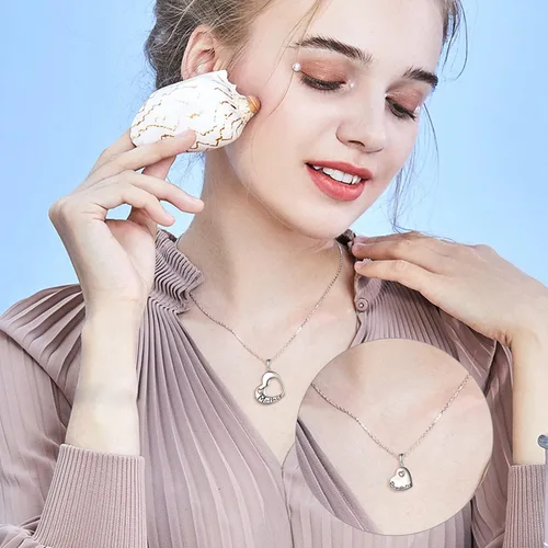 Vista 2 de POPLYKE Collar de plata de ley para padre, hija, madre, hija, día de la madre, cumpleaños, joyería de regalo para mujeres, mamá, hija, papá, esposa