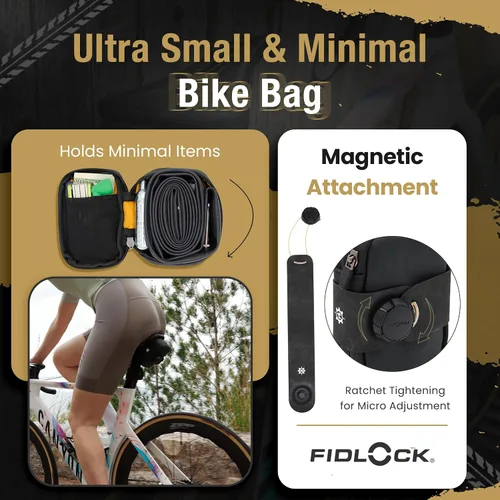 Vista 8 de Bolsa de sillín magnética Lumiere & Co. Falcon – Bolsa de bicicleta ultra pequeña de 0.37L, cierre magnético rápido Bolsa de asiento específica