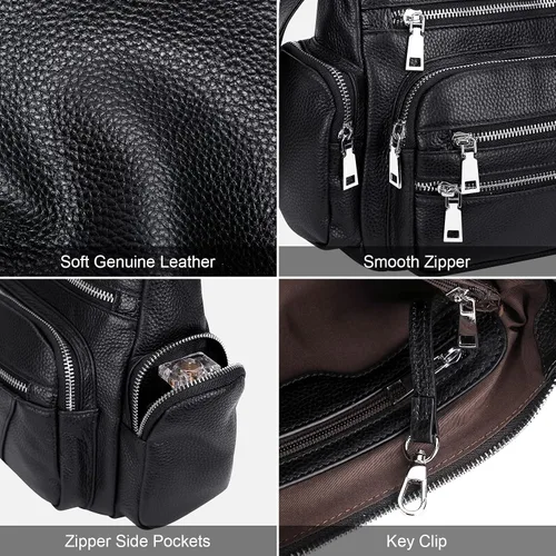 Vista 7 de Over Earth Bolsos cruzados de cuero genuino para mujer con múltiples bolsillos