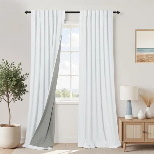 Vista 55 de KOUFALL - Cortinas de medio estilo francés de lino para ventana, juego de 2 cortinas cortas de 40 pulgadas de longitud, para privacidad, cortinas