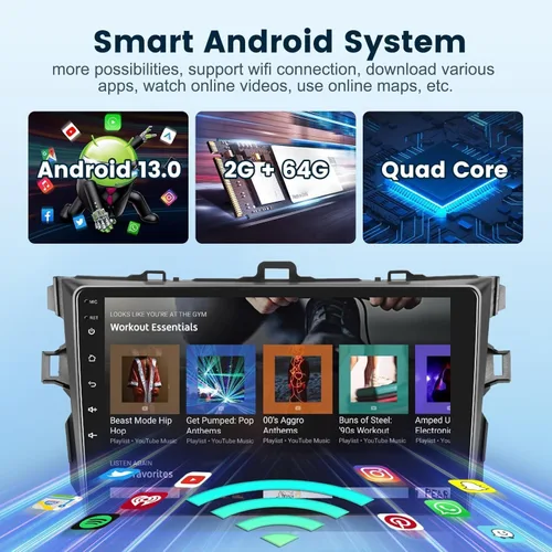 Vista 4 de Estéreo de coche Android 2G+64G para Honda CRV 2007-2011 con Carplay inalámbrico/Android Auto con navegación GPS WiFi, pantalla táctil de 9