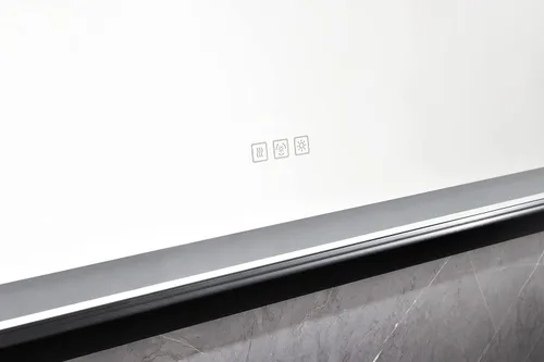Vista 5 de Espejo LED rectangular de gran tamaño con marco negro de 84 pulgadas de ancho x 48 pulgadas de alto, espejo LED antiniebla regulable para montaje