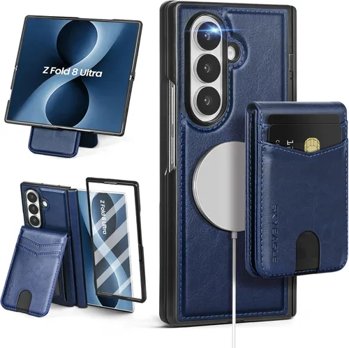 Vista 15 de SkyEagle Funda Cartera magnética desmontable compatible con Magsafe para Samsung Galaxy Z Fold 7 con tarjetero Protector de pantalla integrado