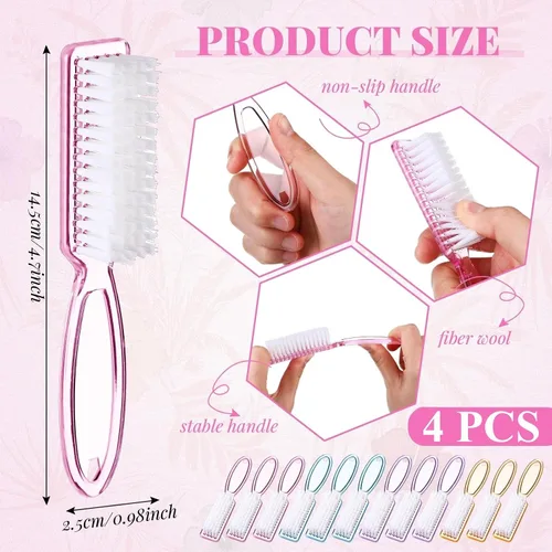 Vista 3 de Patelai - 12 cepillos de uñas a granel para limpiar el mango de uñas, cepillo de uñas colorido a granel para uñas de manos y pies, cepillos