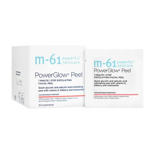 Vista 14 de Tratamientos M-61 Power Glow Peel, tamaño 10 tratamientos Ácido glicólico, ácido salicílico, 1 minuto, 1 paso