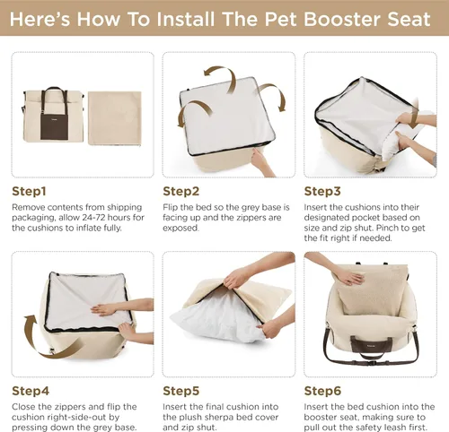 Vista 5 de Lesure Asiento de automóvil para perros pequeños - Asiento elevador para perro con parte inferior impermeable, correa de seguridad con clip