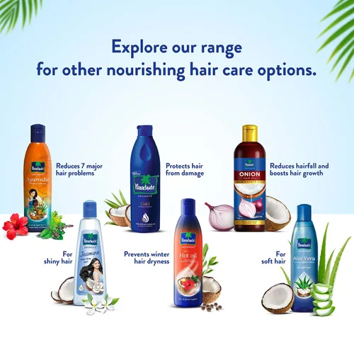 Vista 6 de Parachute Advansed Aceite de coco dorado con vitamina E Aceite de coco puro Para cabello largo, fuerte y nutrido Protección contra daños