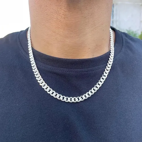 Vista 5 de BRIJEWNES Cadena de eslabones cubanos con cierre de plata de ley 925 de 570.394in para hombres y mujeres, cadena de corte de diamante de 16, 18, 20