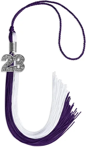 Vista 48 de Endea Graduation Borla de doble color con dije de plata brillante (negro/oro antiguo, 2025)