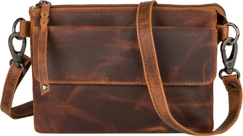 Vista 8 de Concealed Carry Natasha RFID Leather Crossbody with Locking CCW Zippers Negro