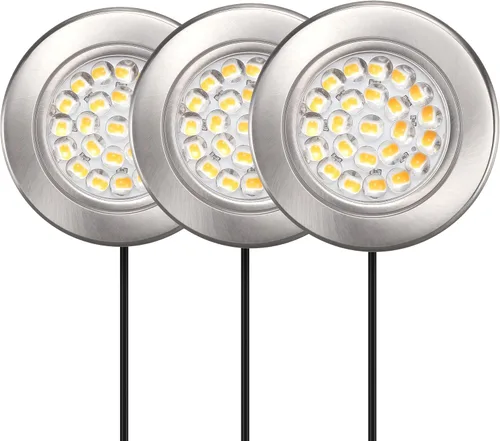 Vista 10 de GETINLIGHT Kit de luz LED de disco de 2.5 pulgadas, paquete de 3, enchufable, 3000K, bronce