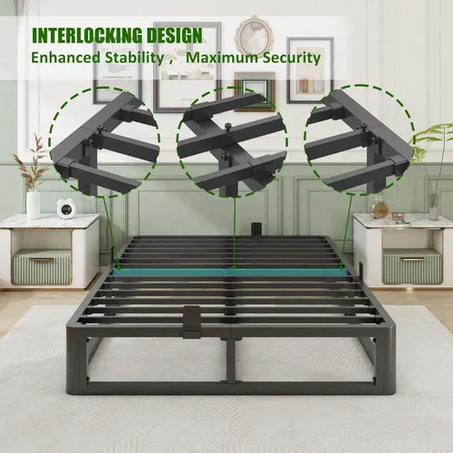 Vista 7 de Firpeesy - Base para cama King de metal de 10 pulgadas con patas de esquinas redondeadas y anti-doblado, listones de acero resistente de 3500 LBS