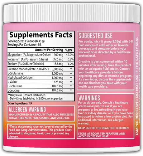 Vista 4 de Better Booty Creatine Monohydrate Powder Glute Builder - Creatina vegana de 0.18 oz con colágeno, glutamina, BCAA y mezcla de hidratación
