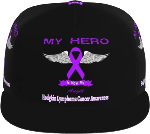 Vista 4 de My Hero is Now My Angel Hodgkin Lymphoma Cancer Awareness Baseball Cap Four-Sided Printing Flat Bill Brim Cool Hip Hop Trucker Hat Men Women