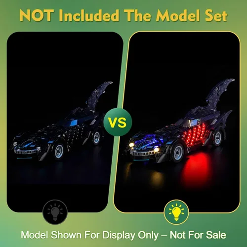 Vista 5 de LocoLee Kit de luces compatible con Lego 76304 Batman Forever Batmobile – Sin modelo solamente, accesorios de iluminación LED compatibles con Lego