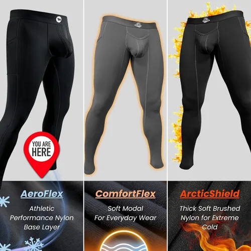 Vista 4 de RM Real Men ABCD Pouch Compression Pants - 1, 2 and 3 Pack, Mens Leggings, Yoga Pants, Tights, Base Layer Men Cold Weather