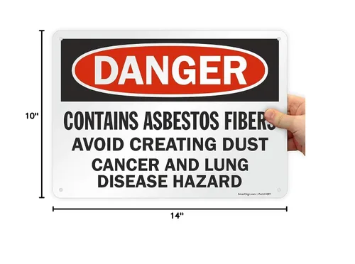 Vista 6 de SmartSign Cartel de "Peligro - Contiene fibras de asbesto, evita crear polvo" Plástico de 10 x 14 pulgadas