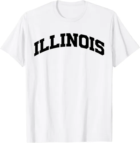 Vista 70 de Illinois Gift - Camiseta de diseño deportivo con texto universitario, gris, S