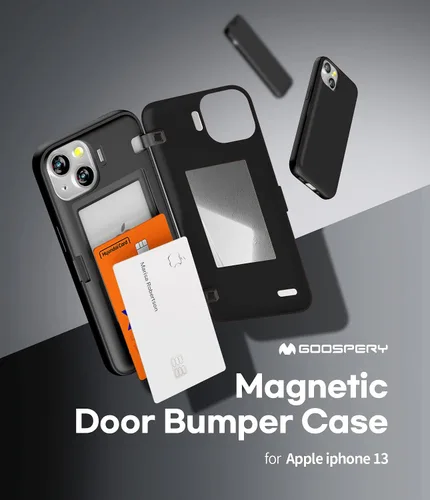 Vista 2 de GOOSPERY Parachoques magnético para puerta compatible con iPhone 13, tarjetero tipo cartera, cierre automático, protección de doble capa resistente